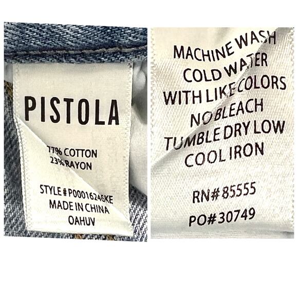 Pistola Loretta Wide-Leg Ankle Jeans Sz 26" Distressed Light Denim Raw Chew Hem - Picture 12 of 12